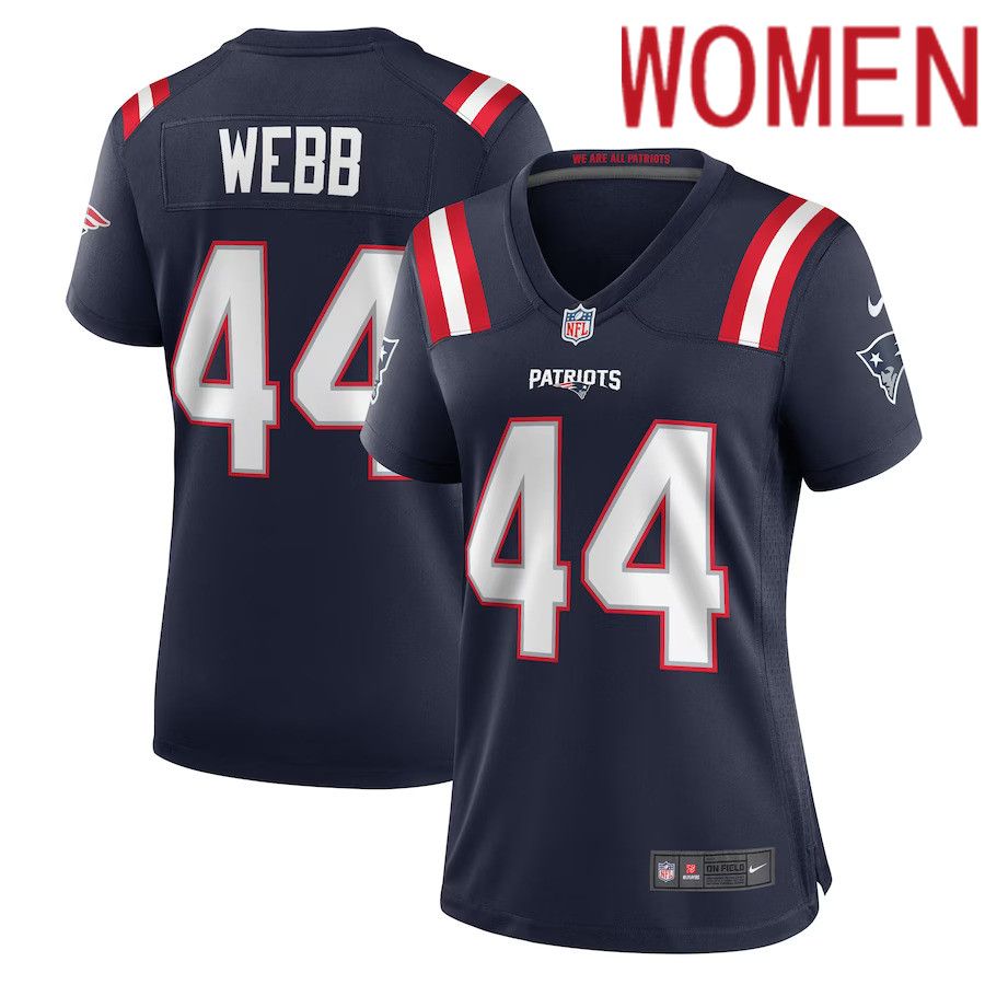 Women New England Patriots 44 Raleigh Webb Nike Navy Home Game Player NFL Jersey